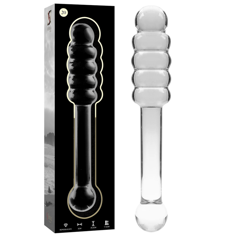 MODELLO 20 DILDO IN VETRO BOROSILICATO TRASPARENTE 20.5 CM O 3 CM - CHARME VIBE