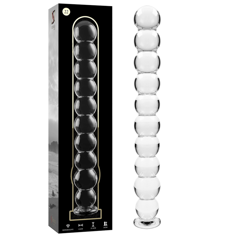 MODELLO 22 DILDO IN VETRO BOROSILICATO TRASPARENTE 21.5 CM O 2.5 CM - CHARME VIBE