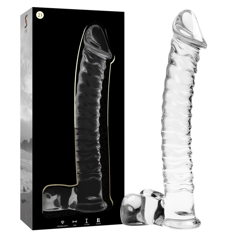 MODELLO 23 DILDO IN VETRO BOROSILICATO TRASPARENTE 21.5 CM O 4 CM - CHARME VIBE