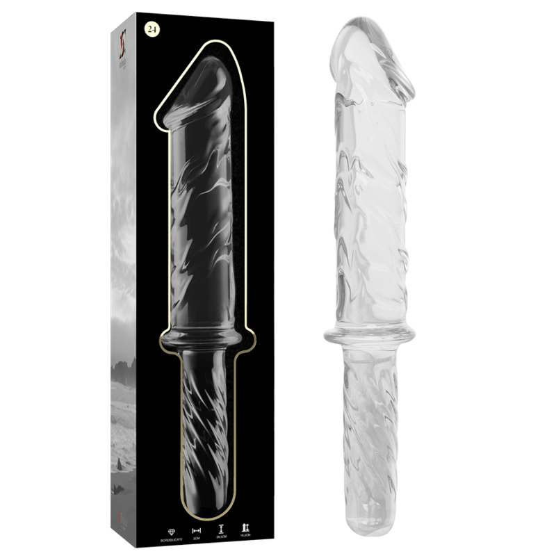 MODELLO 24 DILDO IN VETRO BOROSILICATO TRASPARENTE 28.5 CM O 5 CM - CHARME VIBE