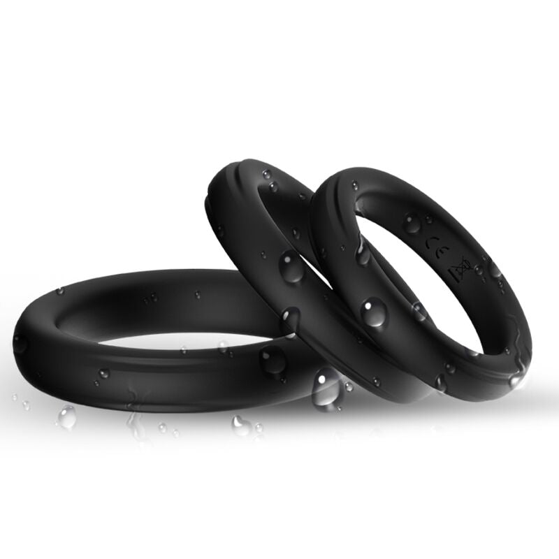 ANELLO TRIPLO IN SILICONE NERO - CHARME VIBE