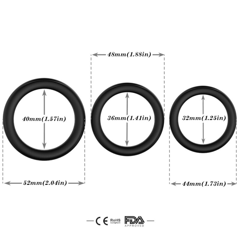 ANELLO TRIPLO IN SILICONE NERO - CHARME VIBE