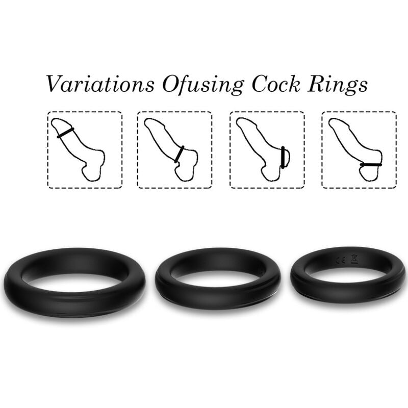 ANELLO TRIPLO IN SILICONE NERO - CHARME VIBE