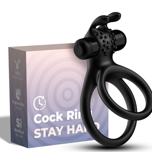 ANELLO VIBRATORE DOPPIO TRAVELLER PER COPPIA RABBIT BLACK - CHARME VIBE