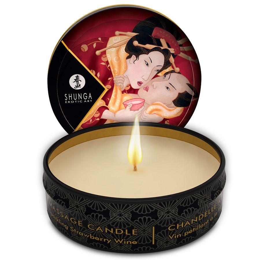 MINI CARESS BY CANDELIGHT CANDELA DA MASSAGGIO FRAGOLE E CAVA 30 ML - CHARME VIBE