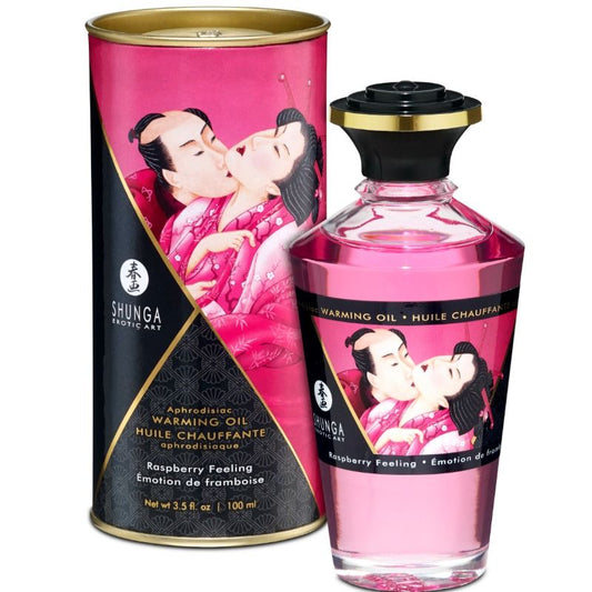 OLIO DA MASSAGGIO EFFETTO CALORE SAPORE INTENSO DI LAMPONE 100 ML - CHARME VIBE