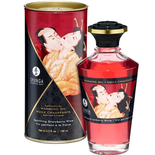 OLIO DA MASSAGGIO EFFETTO CALORE FRAGOLE E CAVA 100 ML - CHARME VIBE