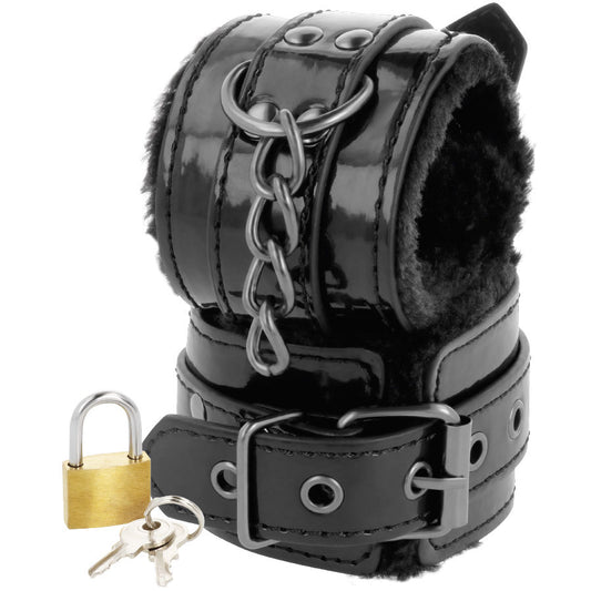 MANETTE NERE REGOLABILI IN PELLE CON LUCCHETTO - CHARME VIBE