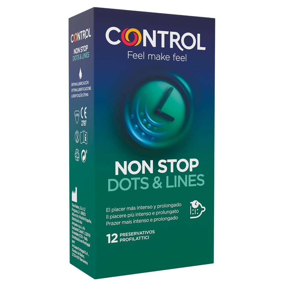 NONSTOP DOTS AND LINES CONDOMS 12 UNITS - CHARME VIBE