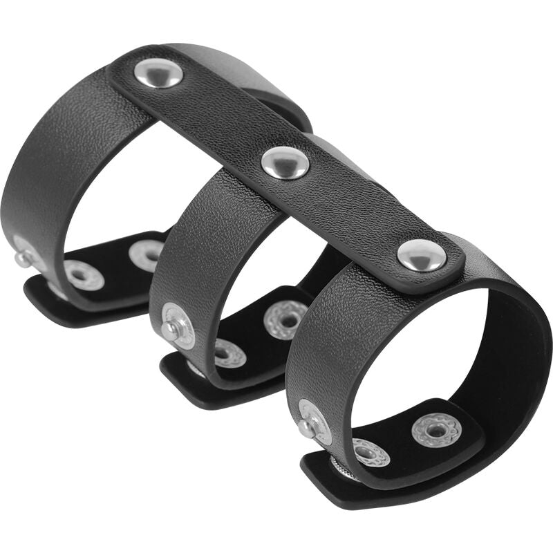 ANELLO DOPPIO PER PENE E TESTICOLI IN PELLE REGOLABILE - CHARME VIBE